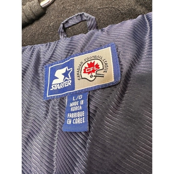 Vintage 1998 Starter Jacket Mens Large Grey Cup Hood Quarter Zip Pullover Chunky - Picture 7 of 11